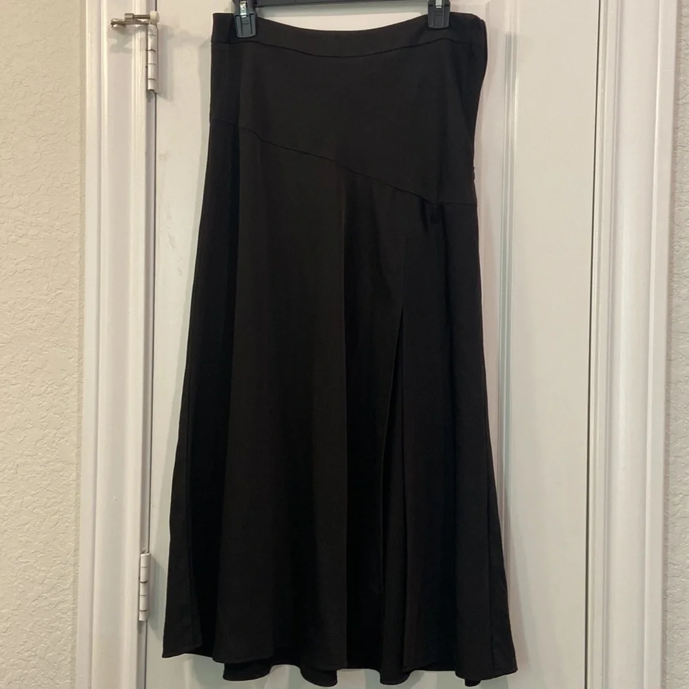 Banana Republic - Black Satin Midi Slip Skirt